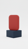 Compact brick red travel mirror with stand