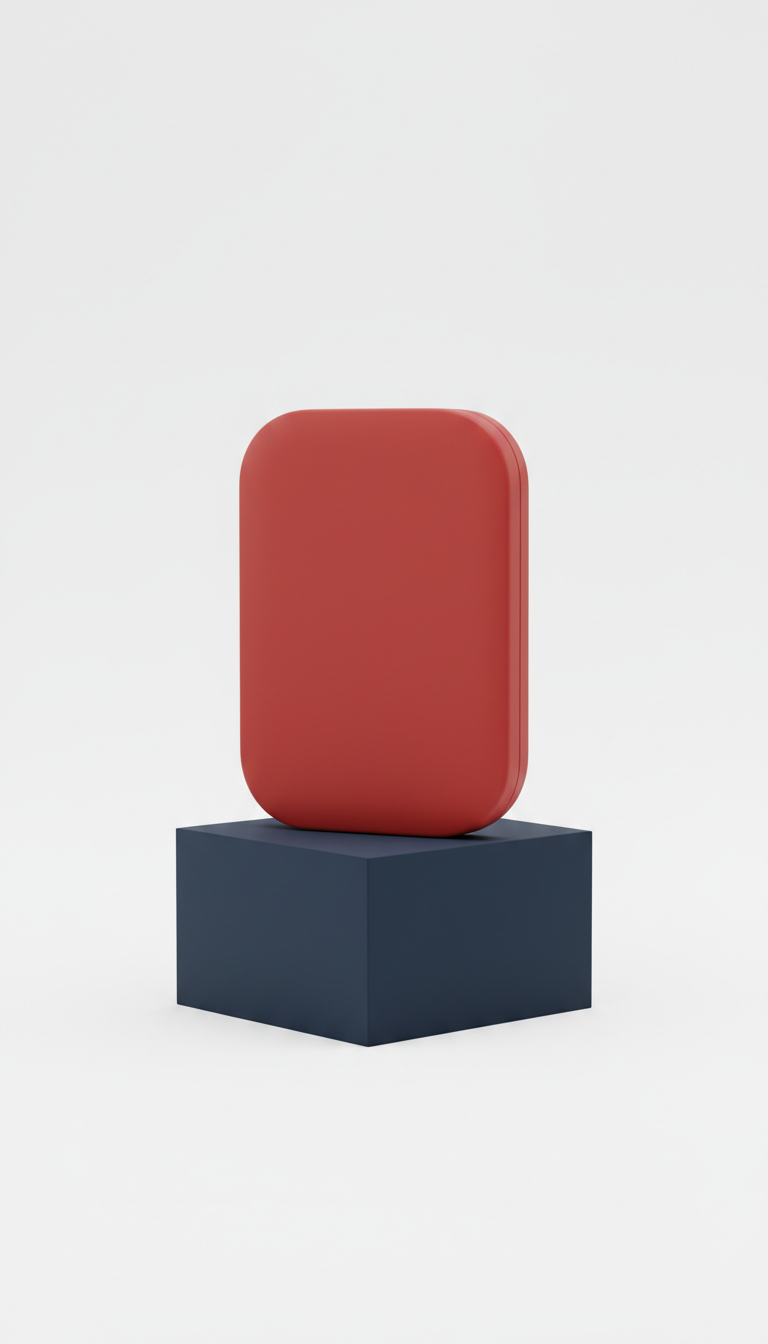 Compact brick red travel mirror with stand