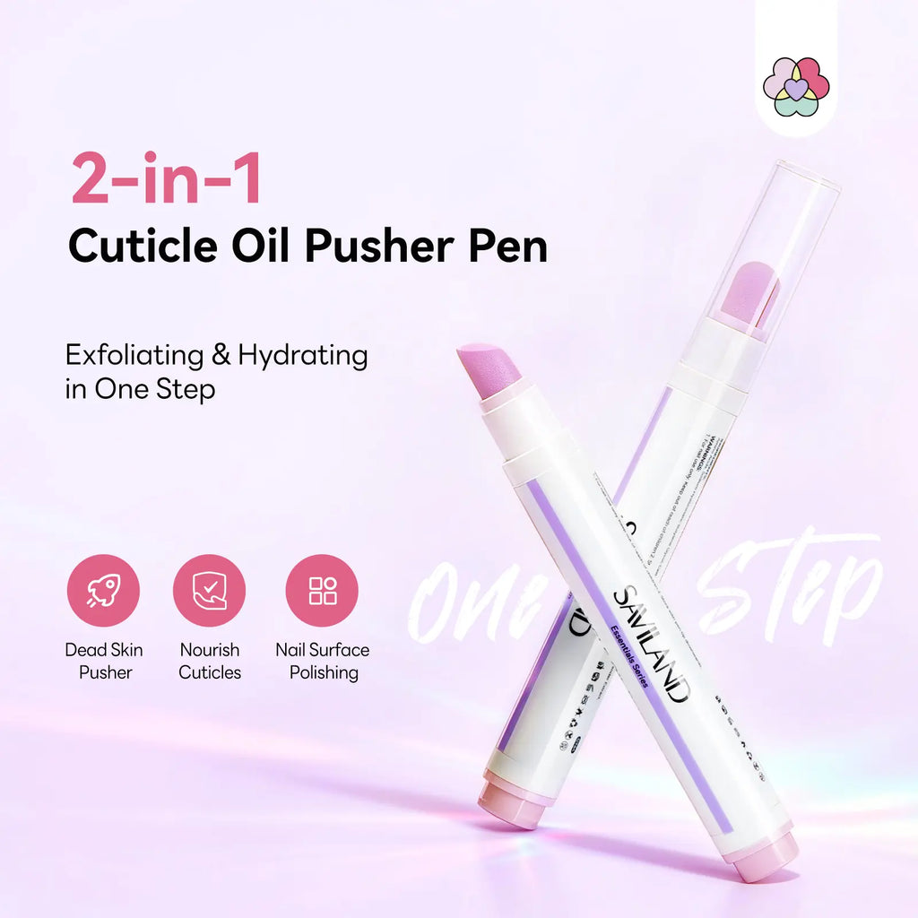 SAVILAND Cuticle Remover Pen Set: 2PCS Ceramic Cuticle Pusher & 4.5Ml Cuticle Oil Pen for Nail Growth, Dry Cuticles, Hangnails, Damaged Nails Moisturizing & Strengthening Care