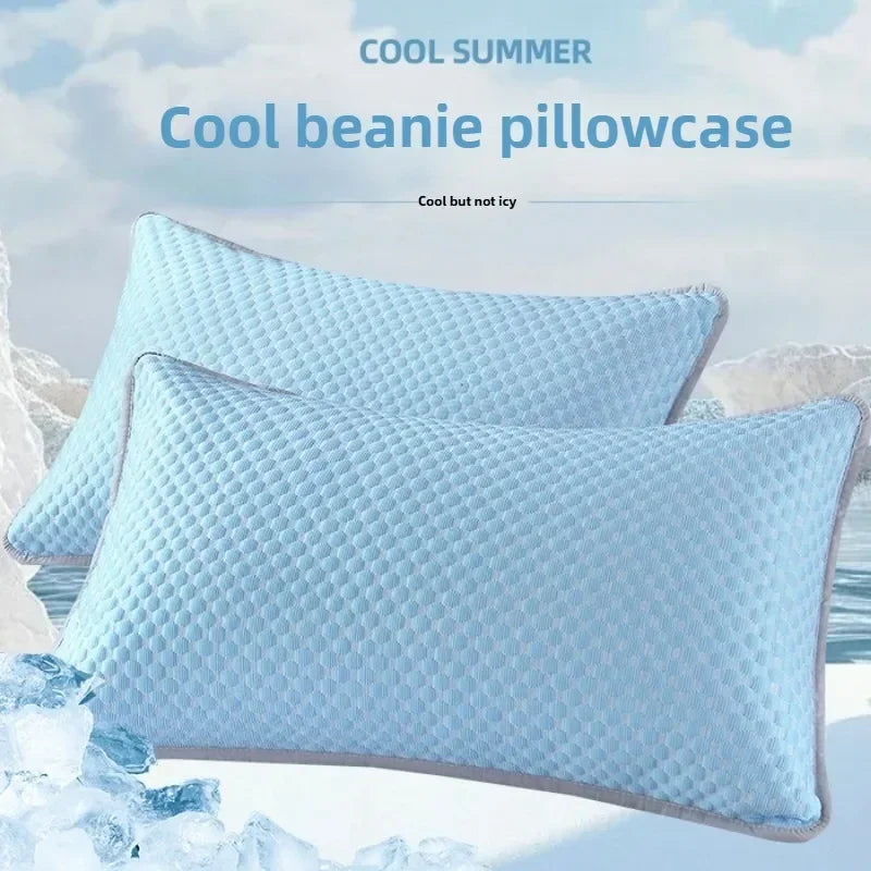 Summer Cooling Pillowcase Solid Color Ice Bean Bean Pillowcase Cool Feeling Air Conditioning Cover Washable (No Pillow) 48X70Cm